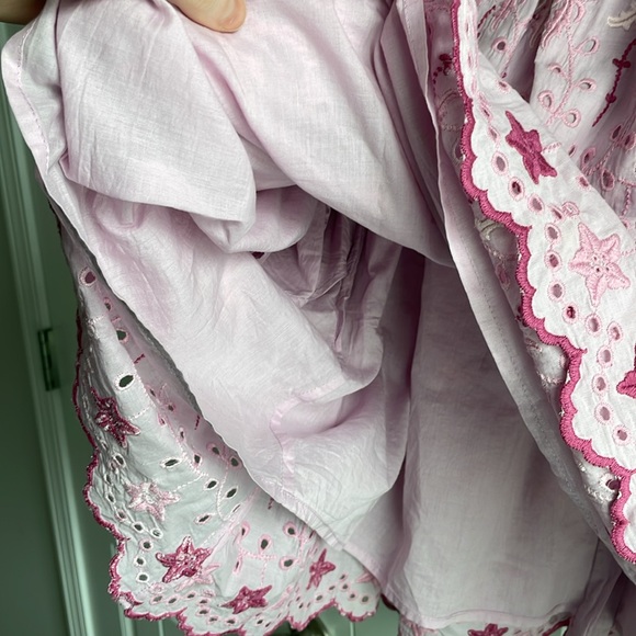 LoveShackFancy freja dress bell sleeve pink Mini Long Sleeved Dress size 8 - Picture 8 of 11